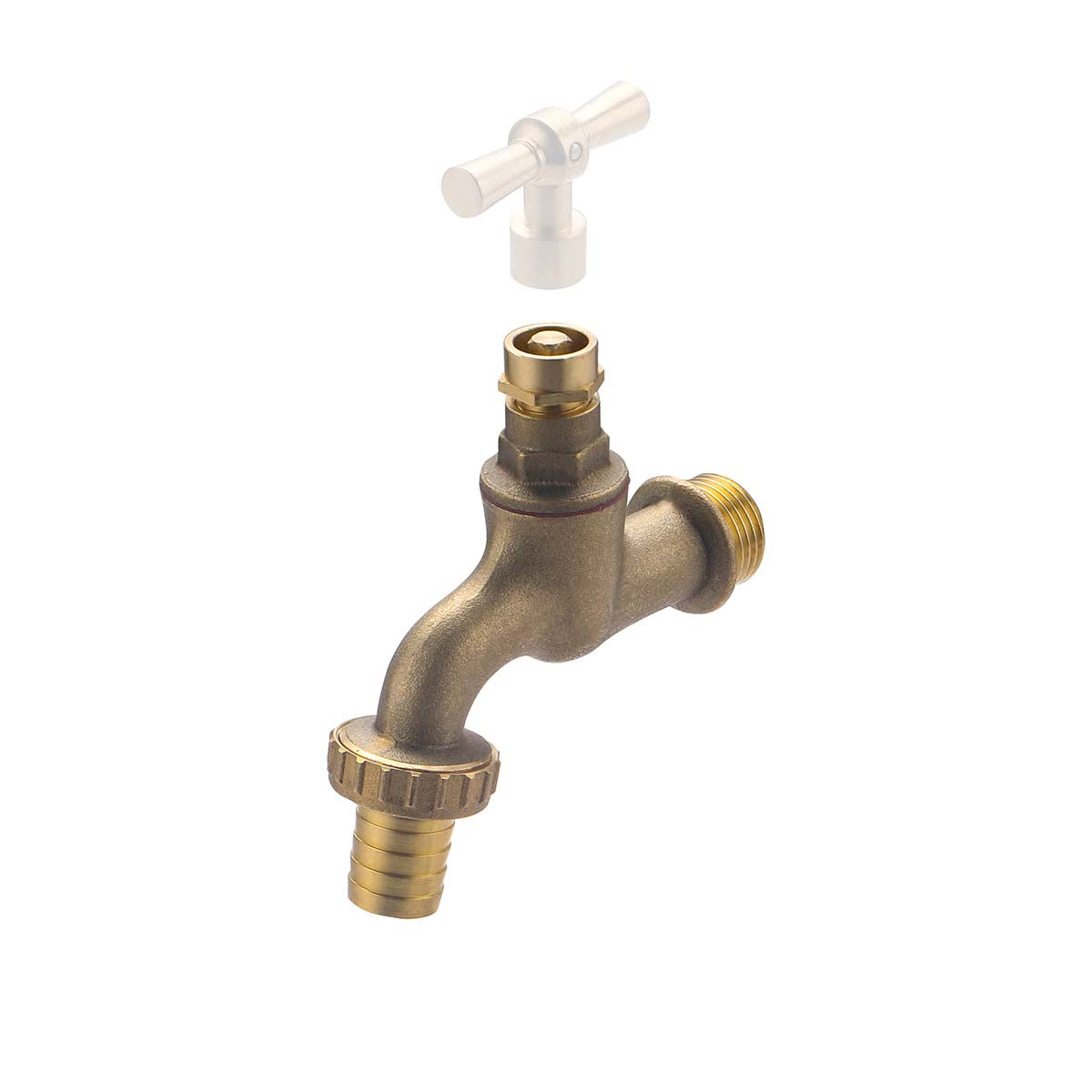 Grifo de cabeza oculta entrada macho G1/2" - macho G3/4" con enlace en punta Ø15