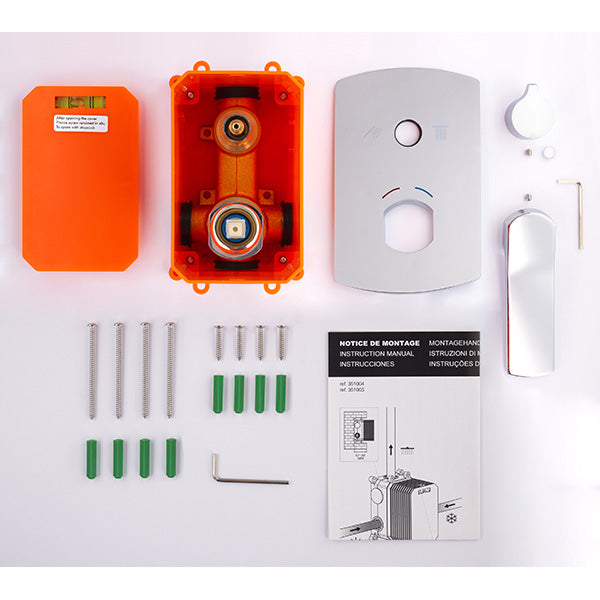 Mezclador mecánico empotrable para ducha cromado descomposición