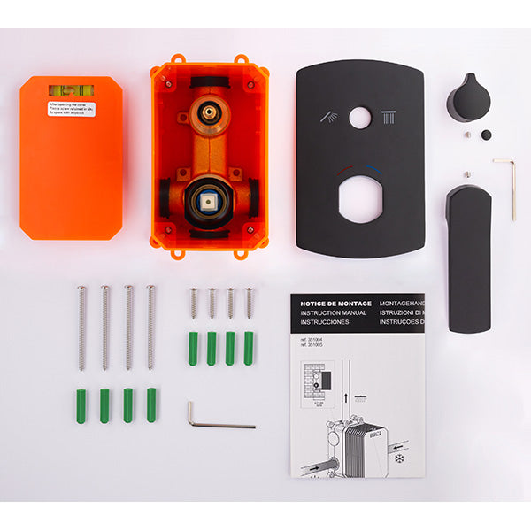 Mezclador mecánico empotrable para ducha negro descomposición