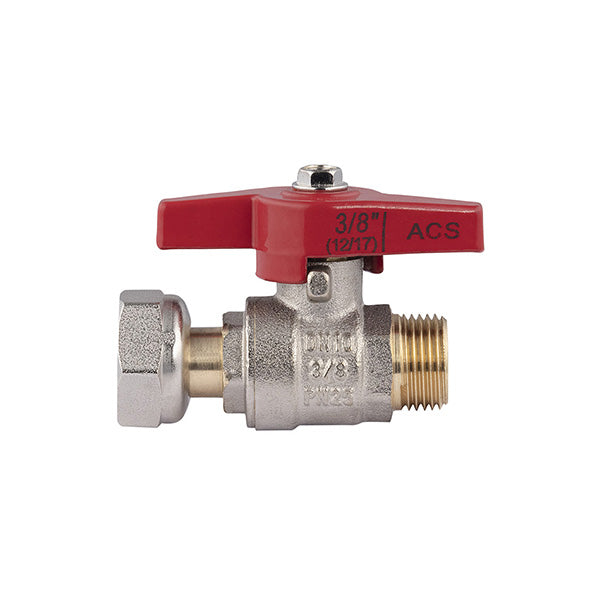 Válvula con palomilla macho - hembra tuerca libre 3/8