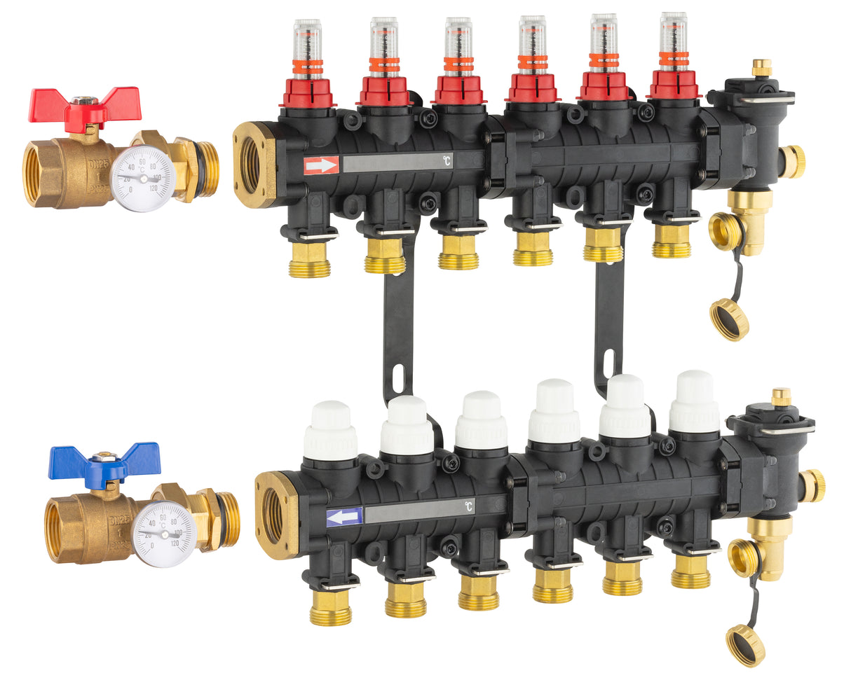 Colector para suelo radiante / refrescante 6 circuitos