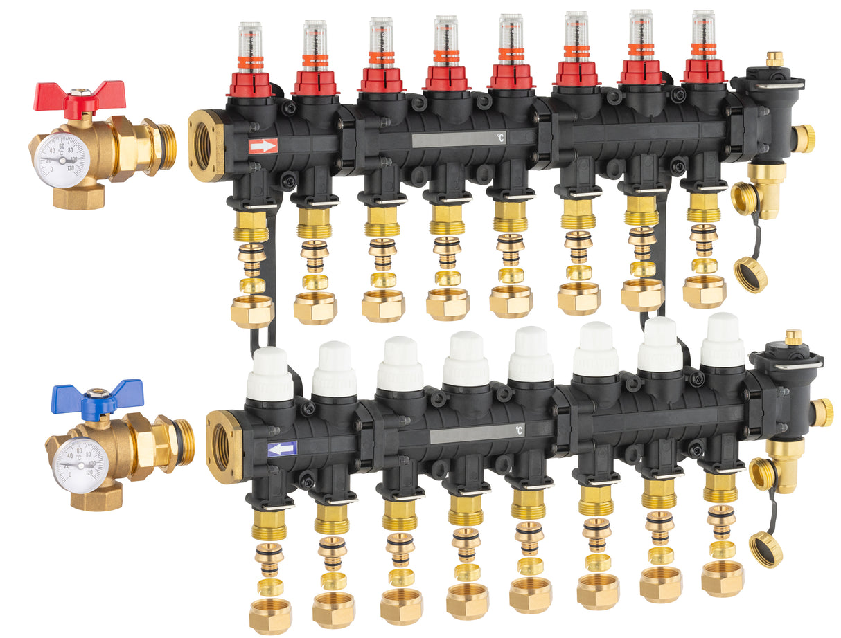 Colector para suelo radiante / refrescante 8 circuitos