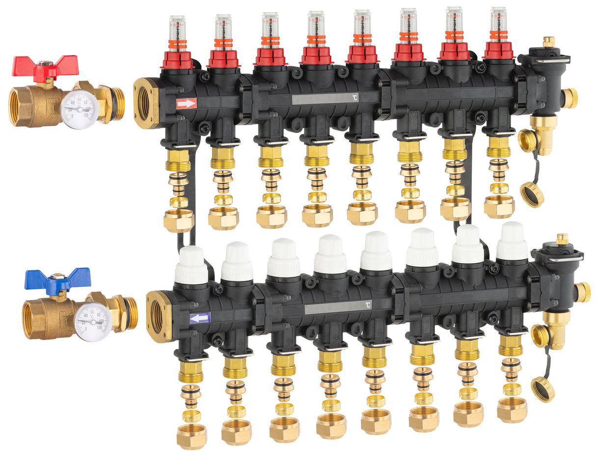 Colector para suelo radiante / refrescante 8 circuitos