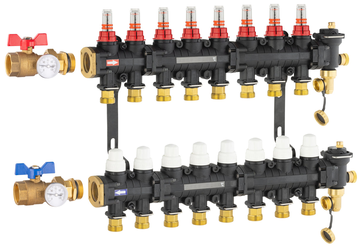 Colector para suelo radiante / refrescante 8 circuitos