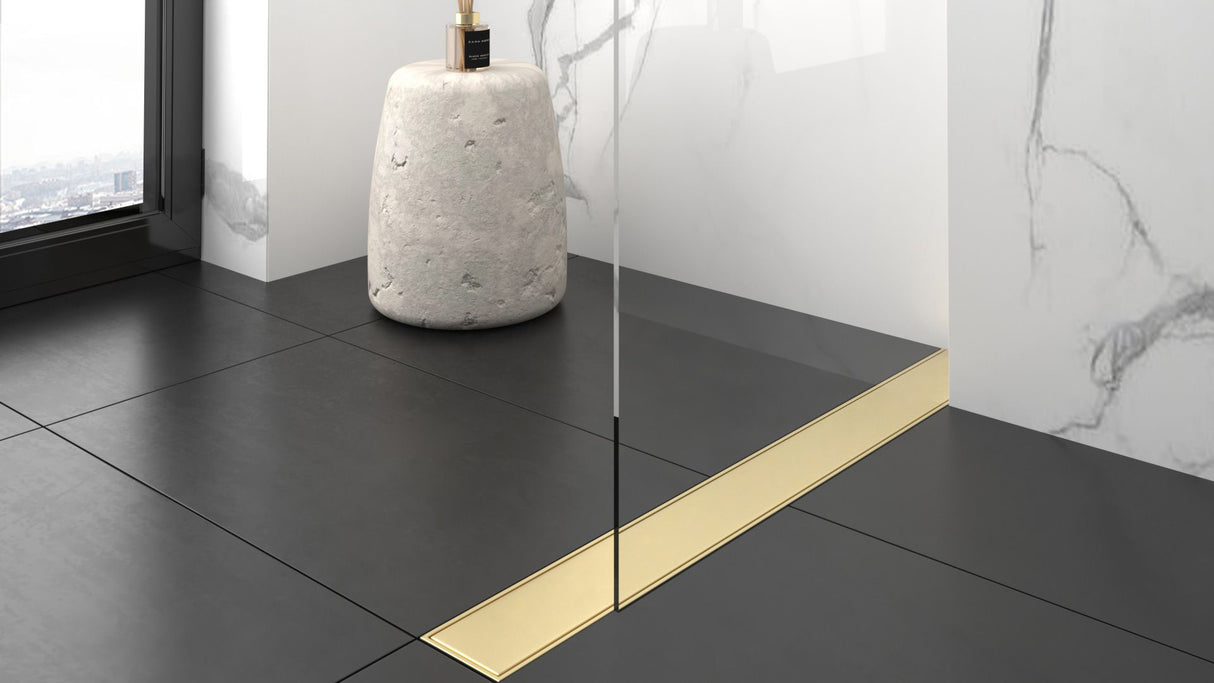 Canaleta de ducha dorado italiana para alicatar (embaldosar)