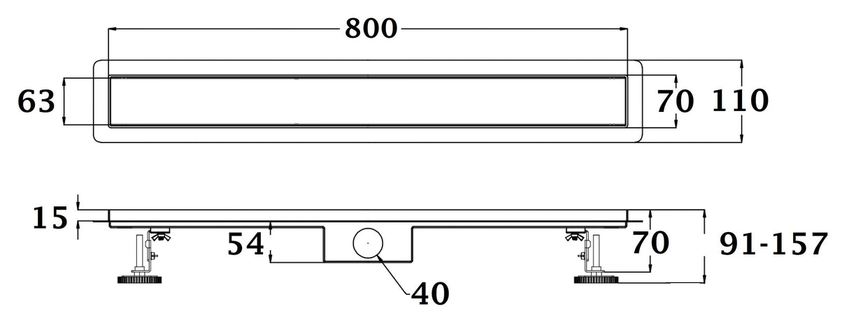 Canaleta de ducha dorado italiana para alicatar (embaldosar)