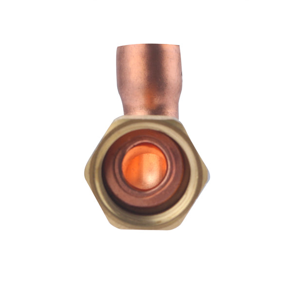 Enlace hierro/cobre 2 piezas acodado tuerca cautiva