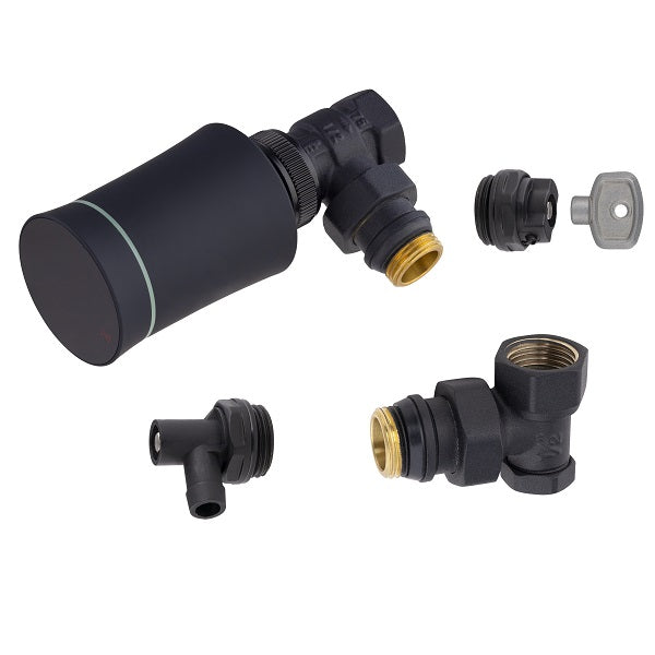 Válvula de radiador conectado negro descomposición