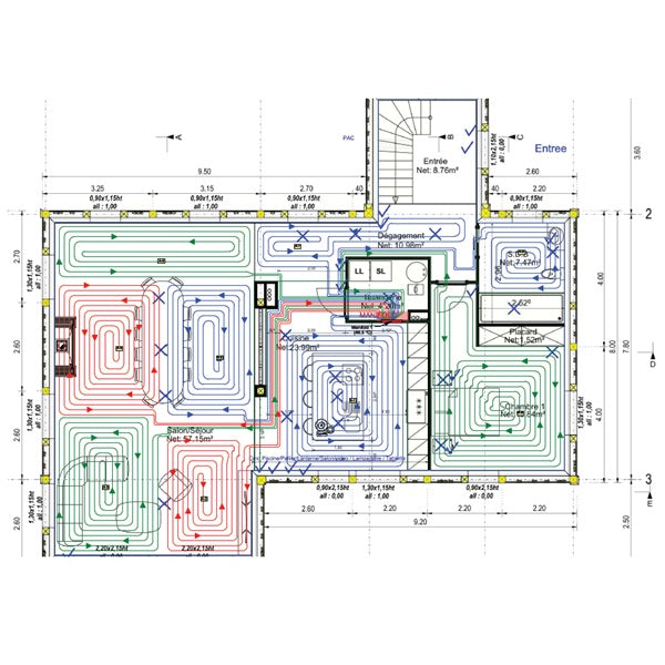Plano de instalación para suelo radiante