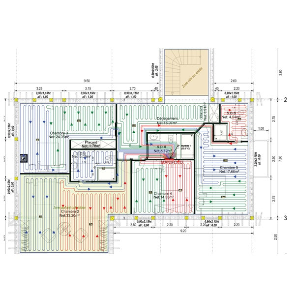 Plano de instalación para suelo radiante