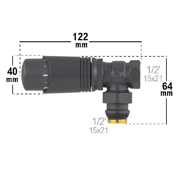 Válvula termostática escuadra para radiador antracita