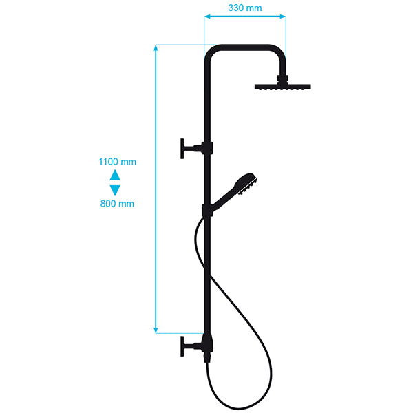 Conjunto ducha termostático DERVENN negro
