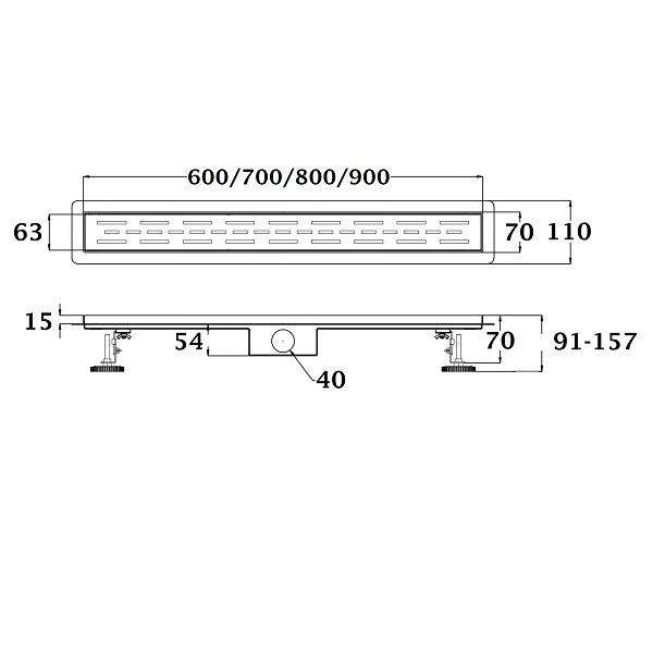 Canaleta de ducha Italiana con rejilla dimensiones