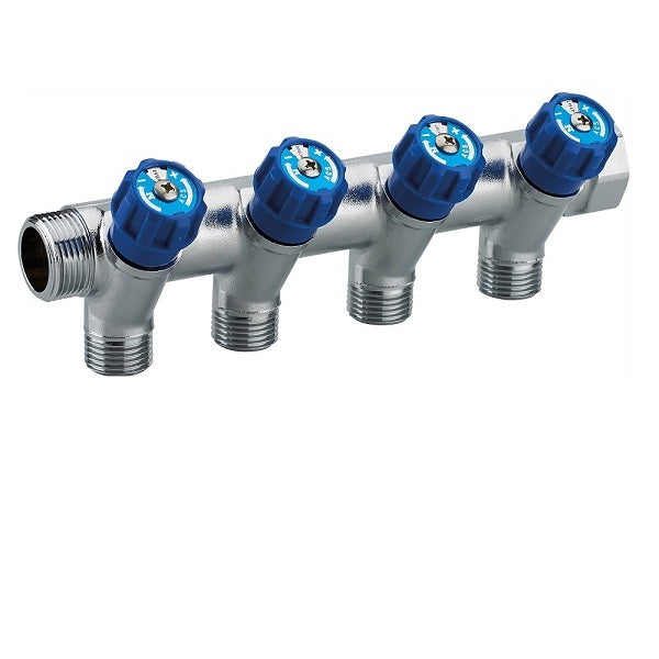 Distribuidor grifería integrado azul 4 SALIDAS