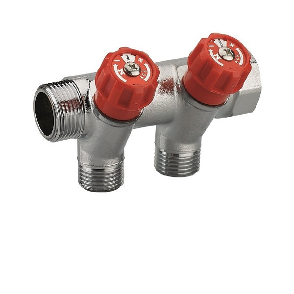 Distribuidor grifería integrado rojo 2 salidas