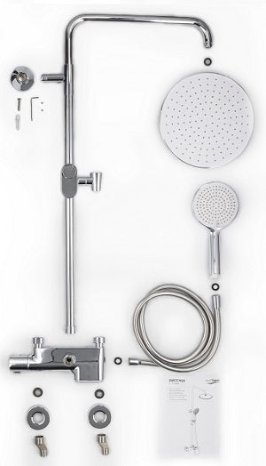 Conjunto de ducha termostático SWITCHEA cromada descomposición