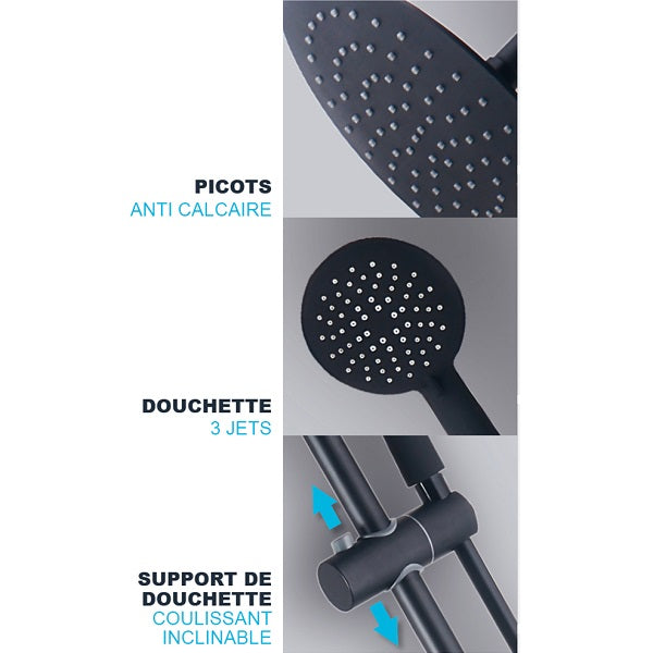 Conjunto de ducha termostático DERVENN negra