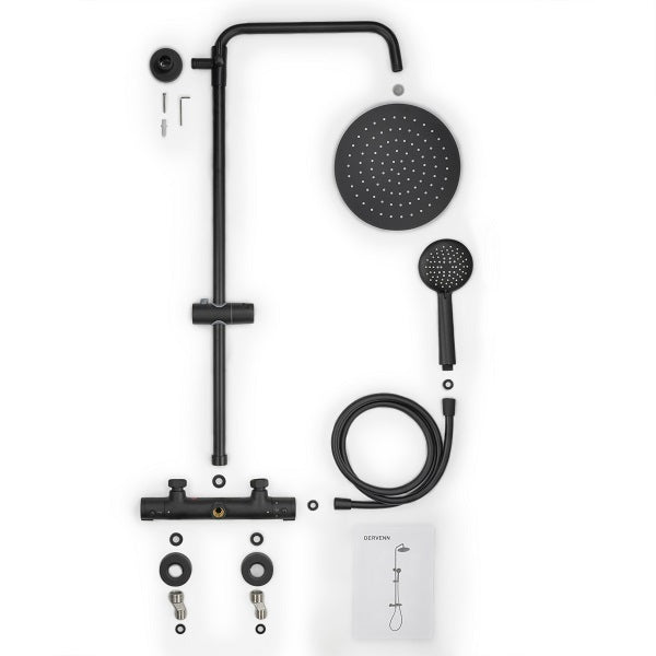 Conjunto de ducha termostático DERVENN negra descomposición
