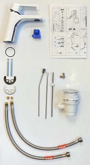 Grifo lavabo monomando cromado/blanco EOS