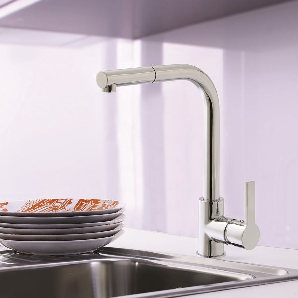 Grifo de cocina alto y caño extraíble GANGE cromado