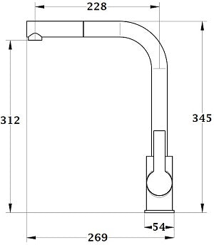 Grifo de cocina alto y caño extraíble GANGE cromado dimensiones