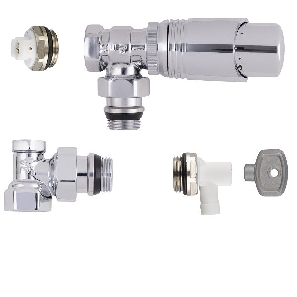 Kit completo válvula termostática para radiador cromado
