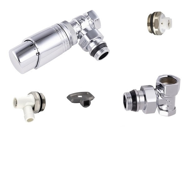 Kit completo válvula termostática para radiador cromado