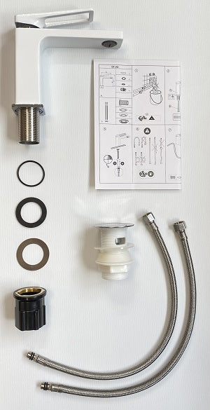 Grifo lavabo monomando cromado / blanco ORIAN