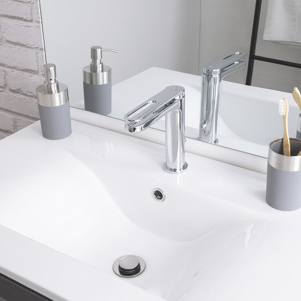 Grifo lavabo monomando mango agujereado PLATA