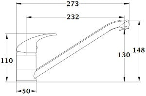 Grifo de cocina POLA cromado dimensiones