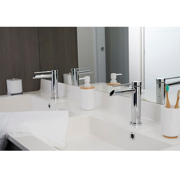 Grifo de lavabo RIOJA cromado con mango "varilla"y chorro cascada