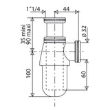 Sifon lavabo latón cromado dimensiones