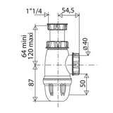 Sifon lavabo diámetro 40 dimensiones