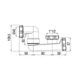 Sifón de bañera orientable 360° salida Ø40 mm dimensiones