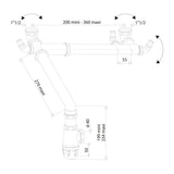 Tubo de conexión para fregadero 2 bandejas ahorro de espacio dimensiones