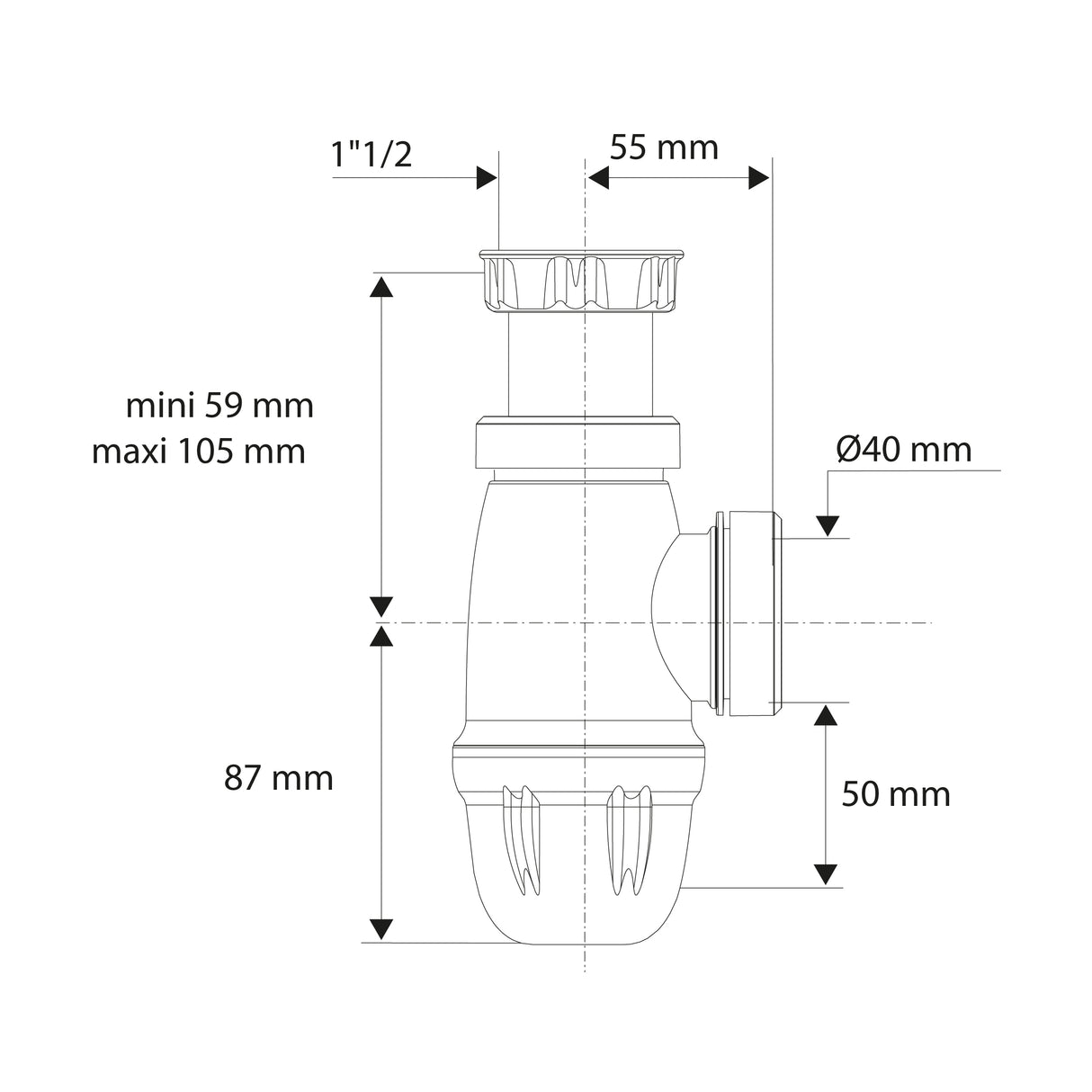 Sifon fregadero diámetro 40 montaje fácil – 💦 WaterOut