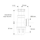 Sifon fregadero diámetro 40 montaje fácil dimensiones