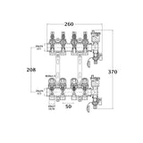 Colector para suelo radiante 4 circuitos dimensiones