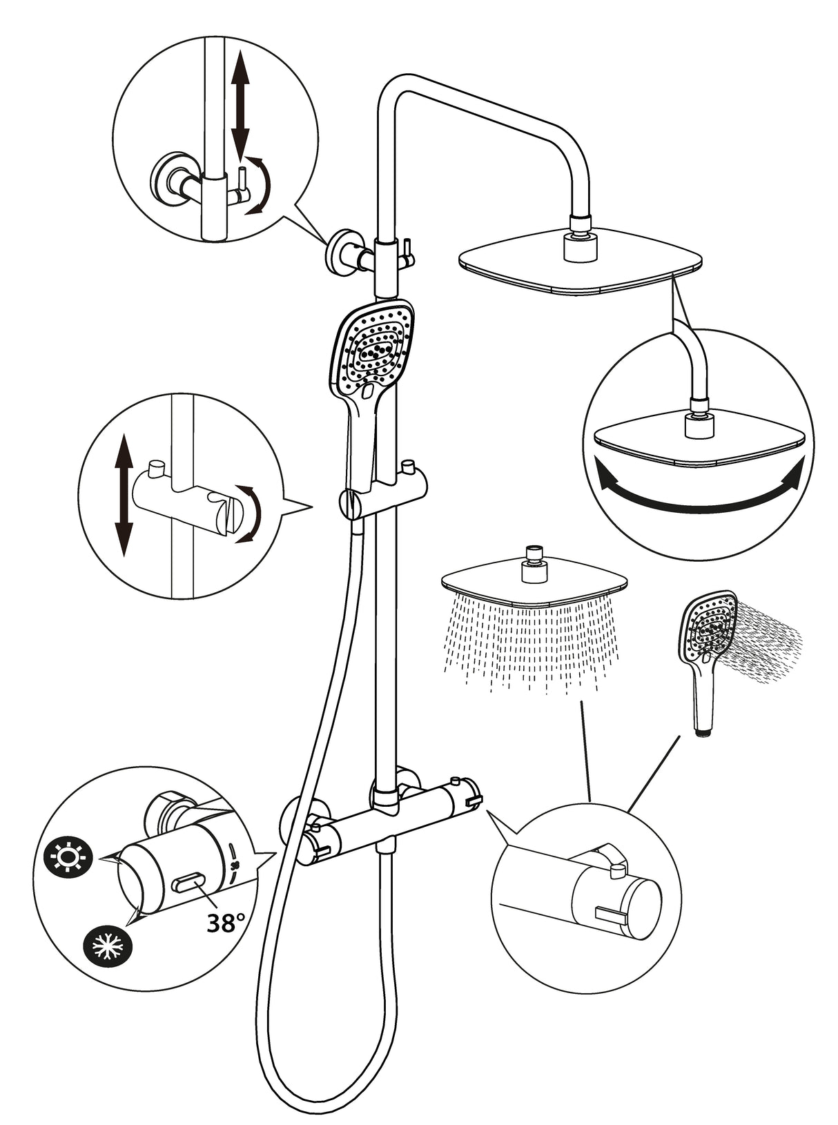 Conjunto de ducha termostático BERENS diagrama