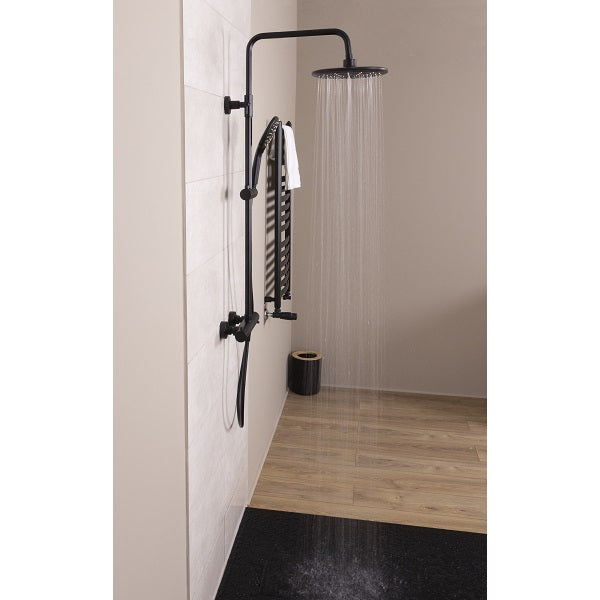 Alcachofa de ducha negro con manguera ducha negra y soporte ducha