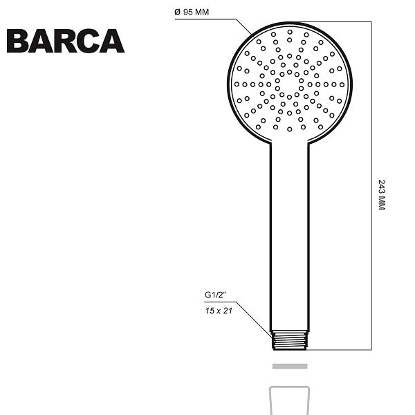 Alcachofa de ducha cromada BARCA - 3 chorros y ahorro de agua dimensiones