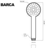 Alcachofa de ducha cromada BARCA - 3 chorros y ahorro de agua dimensiones