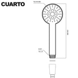 Alcachofa de ducha cromada CUARTO - Ahorro de agua y 3 chorros dimensiones