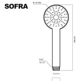 Alcachofa de ducha SOFRA blanca y cromada - 3 chorros dimensiones