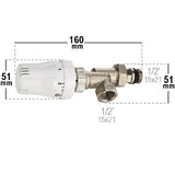 Válvula termostática de radiador invertida dimensiones