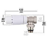 Válvula termostática de radiador escuadra dimensiones