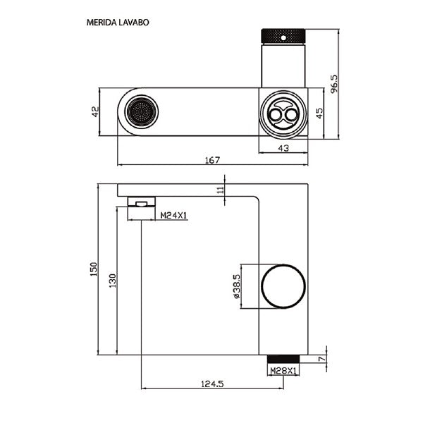 Grifo de lavabo con atomizador antical MERIDA acabado negro mate.