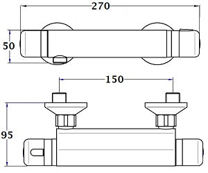 Grifo mezclador termostático NEOTHERM dimensiones