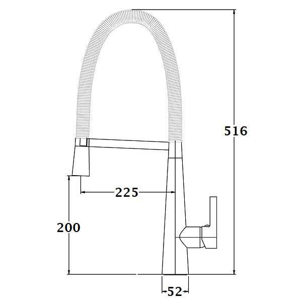 Grifo de cocina Chef DIPPER cromado dimensiones