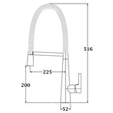 Grifo de cocina Chef DIPPER cromado dimensiones